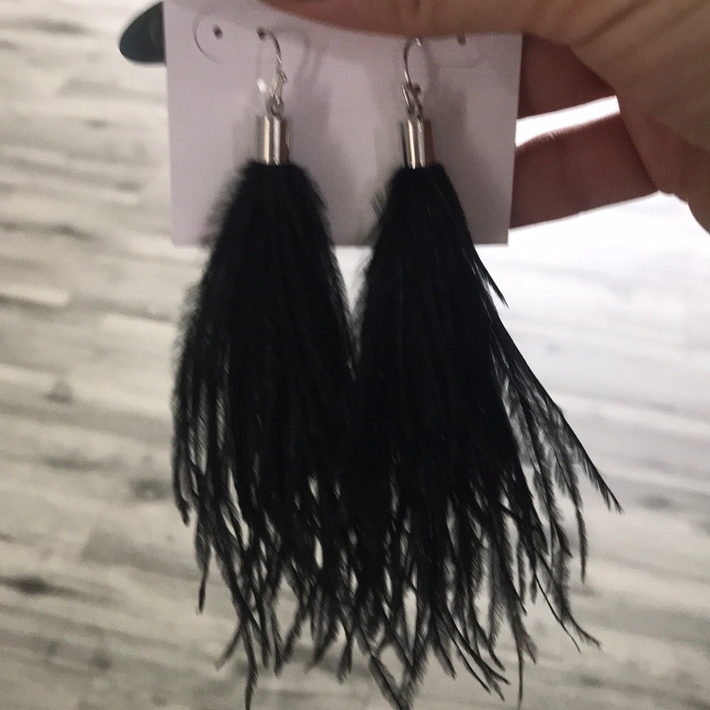 Feathered tassel earrings